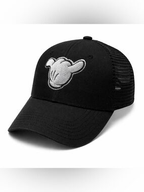 Disney Mickey Mouse Shaka Hand Trucker Hat Black Snapback
